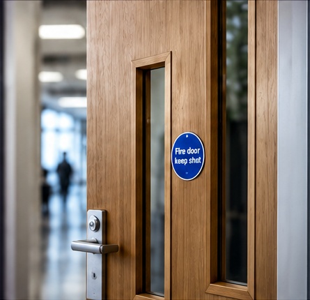 Timber fire door with vision panel